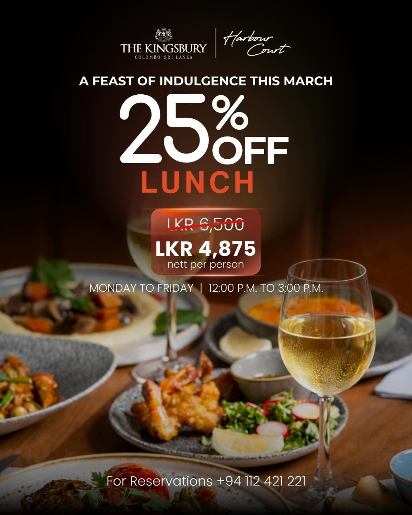 Enjoy 25% off weekday lunch at Harbour Court